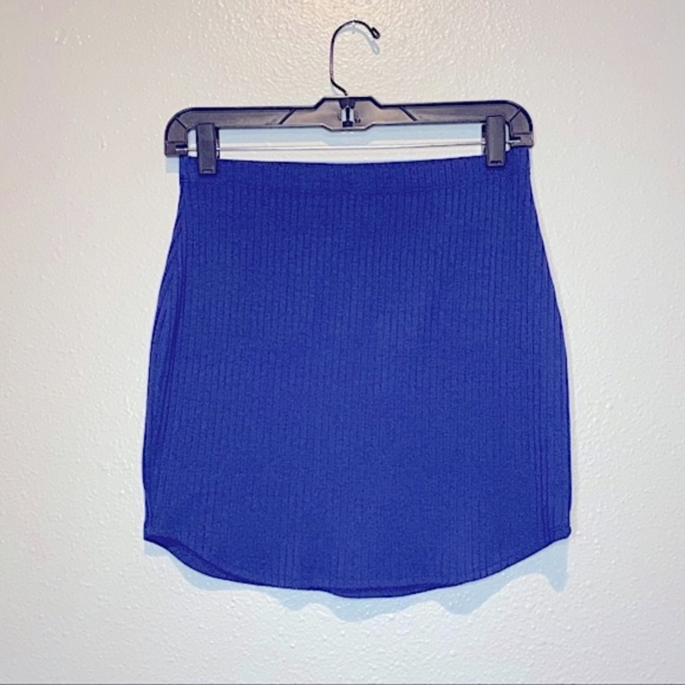 Cotton On Bright Blue Ribbed Bodycon Mini Skirt